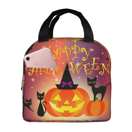 Insulated Lunch Bag for Women Men - Halloween Pumpkin Leakproof Cooler Lunch Box for Women Men  Lunch Tote Bags for Work School Picnic Travel