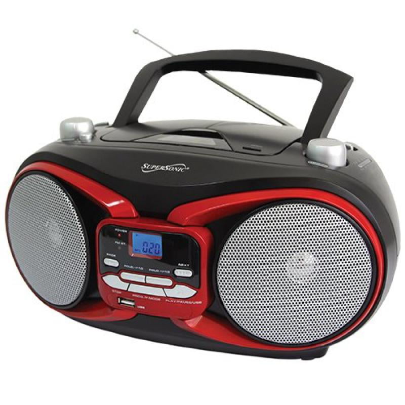 SuperSonic SC-504 RED Portable MP3 & Cd Player with Am/FM Radio ...