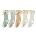 thumbnail image 4 of Staki Cute Frilly Crew Sock Breathable Soft Cotton Blended Snug Stretch Fit Mid-Calf Tube Casual Home Out Match(White,3-5 Years), 4 of 9