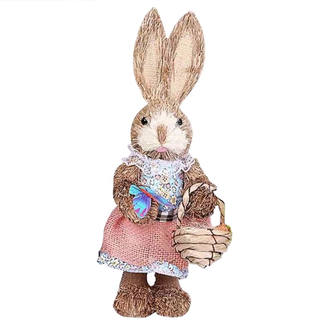 Pascua Simulación Conejo De Paja Conejito Encantador Exquisito Suministros De Decoración Navideña Para Niños Amigos Speravity HA039433-02