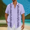 thumbnail image 2 of SGFCWSX Men's Guayabera Short Sleeve Button Up Shirt Printed Cuban Collar Casual Shirt for Tropical Beach Vacation Purple Size 3XL, 2 of 6