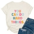 thumbnail image 4 of Teacher's Day Women's Casual Letter Printed T Shirt School Season Motivational Crewneck Tee Versatile Top, 4 of 4