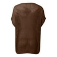 thumbnail image 5 of Womens Crochet Hollow Out Knit Tops Half Sleeve Spring Summer Shirt Beach Cover Ups For Women Trendy 2025 Brown XXL, 5 of 6