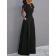 thumbnail image 2 of ZOELNIC Women's Wide Leg Jumpsuit Notched V-Neck Empire Waist Summer Romper, Dressy Casual Outfit with Pockets, S, 2 of 4