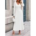 thumbnail image 2 of Vestido PRETTYGARDEN Suéter de Punto Acanalado Plisado Maxi Blanco M, 2 of 8