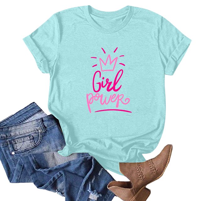 Fiudx Ofertas Flash Del Día Blusa de Manga Corta con Estampado de Moda para Mujer, Divertida Camiseta con Cuello Redondo