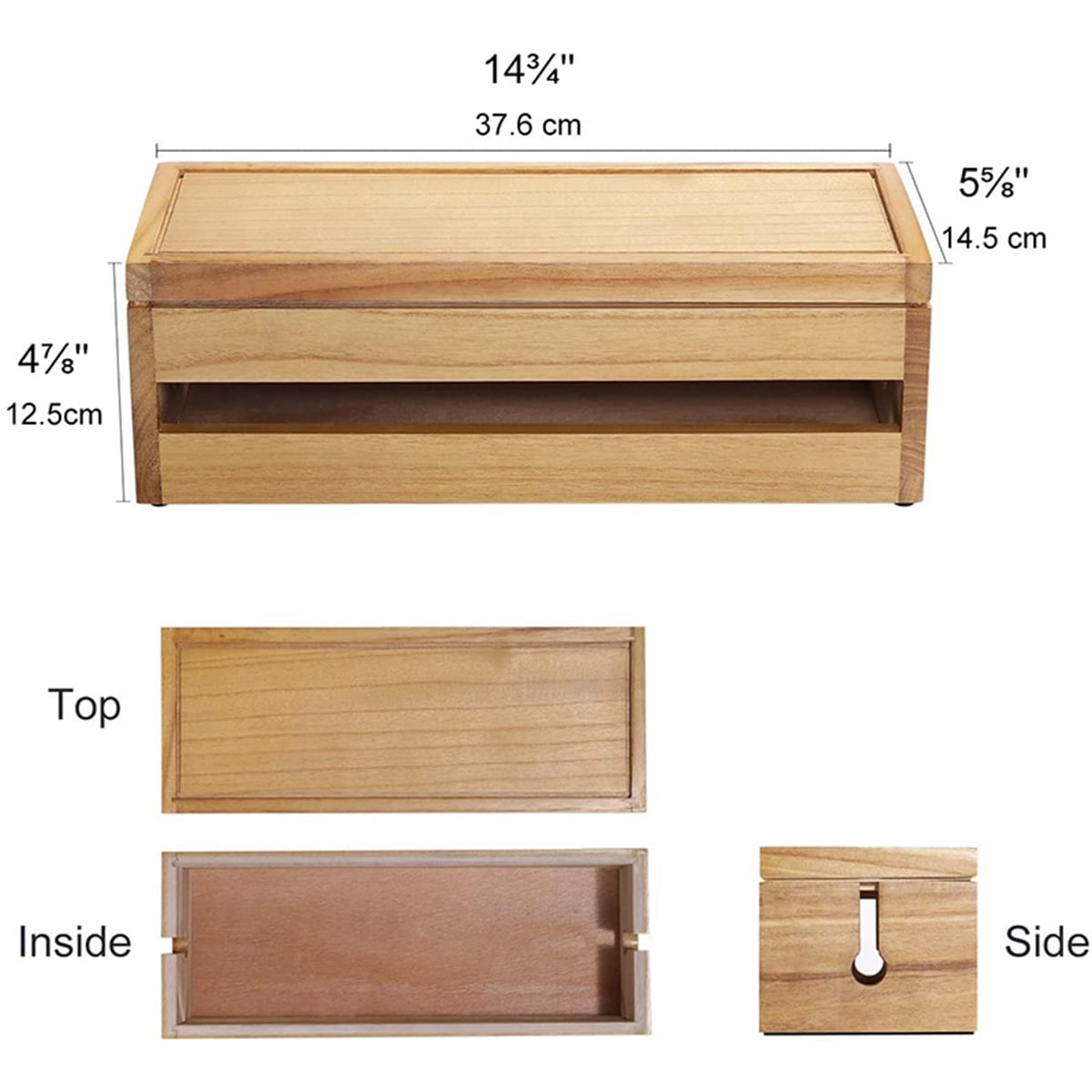 2 Pcs Cable Management Box Wooden Cord Organizer Box for Extension Cord Power-Wood Color & Coffee Color