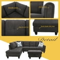thumbnail image 2 of Ponliving Furniture Sectional Sofa 3 Pieces L-Shape Sectional Sofa Set Dark Brown Left Hand Facing, 2 of 5