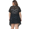 thumbnail image 4 of Unique Bargains Women Plus Size Cardigan Lace Crochet Short Sleeves Sheer Cover Up 2X Black, 4 of 5