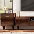 thumbnail image 4 of Alohappy Night Stand with Charging Station, Bedside Table with 2 Drawers, Mid Century Modern End Table, Bed Side Table with USB Ports and Outlets, Nightstand for Bedroom, Brown 1pc, 4 of 17