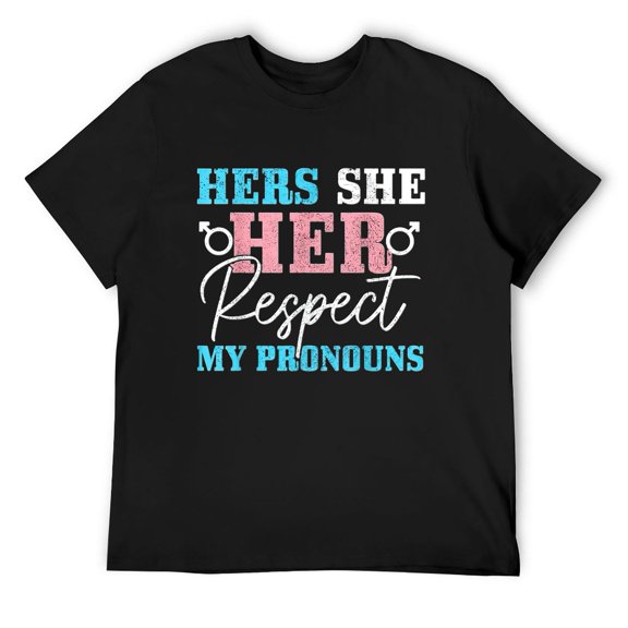 Mens Transgender Pronouns She Her Hers Lgbtq Trans Pride Flag T-Shirt Black Small