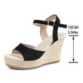 thumbnail image 6 of Rokment Women's Leopard Extra Wedge Heels Dressy Sandals Trendy Casual Suede Peep Toe Ankle Strap Espadrilles Platform Chunky Heeled Beach Summer Dress Shoes for Ladies Black Size 6, 6 of 6
