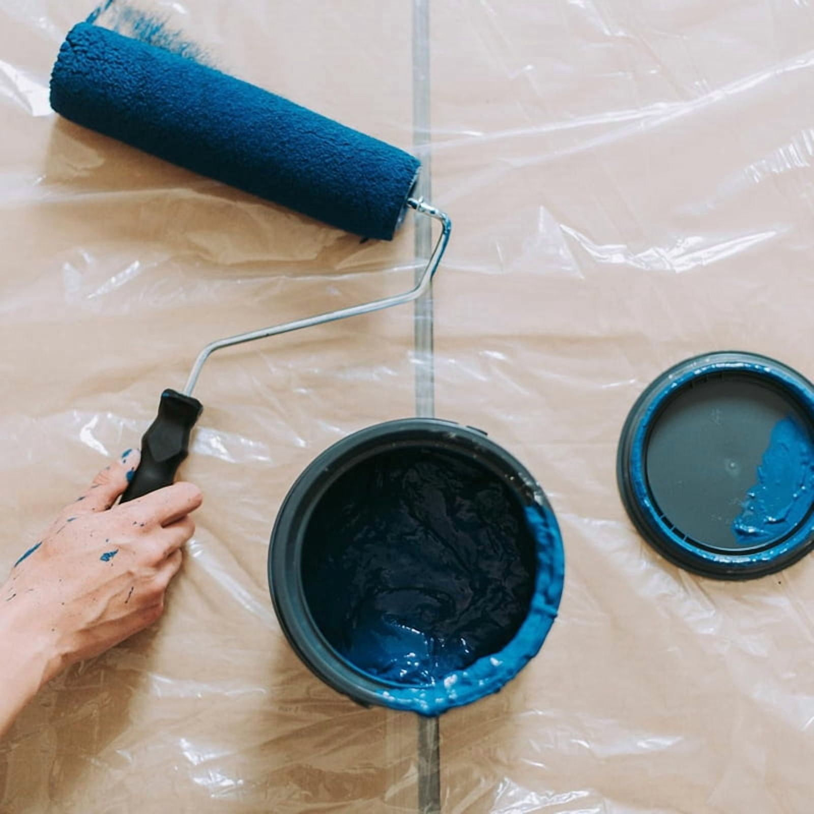6 Rolls Painters Plastic with Tape, Pre-Taped Masking Film, Automotive Best Tape and Drape,for Covering Skirting