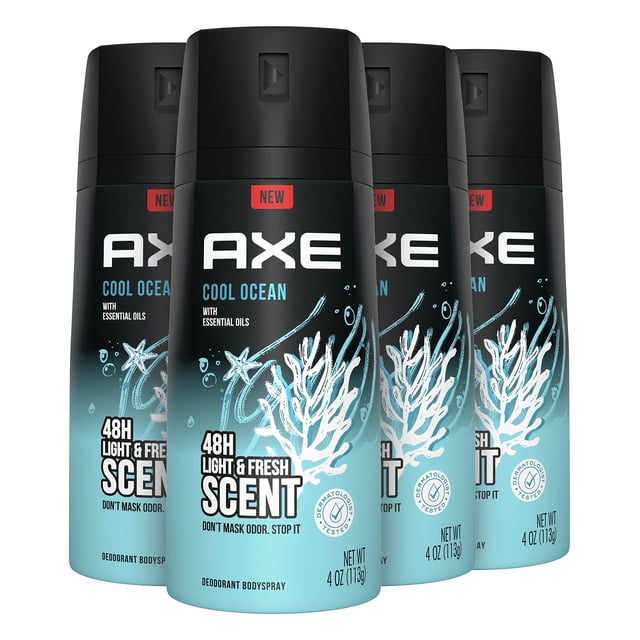 Desodorante corporal AXE Dual Action Cool Ocean, 120 ml, paquete de 4
