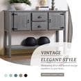 thumbnail image 5 of 48'' Solid Wood Sideboard Console Table with 2 Drawers and Cabinets and Bottom Shelf, Retro Style Storage Dining Buffet Server Cabinet for Living Room Kitchen Dining Room(Antique Gray), 5 of 14