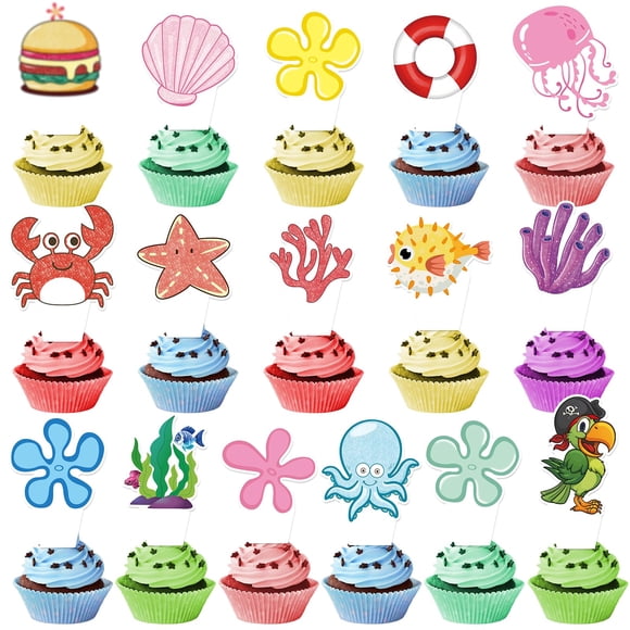 Cupcake Toppers KINGZONE Happy Birthday, 48 piezas, decoración de fiesta