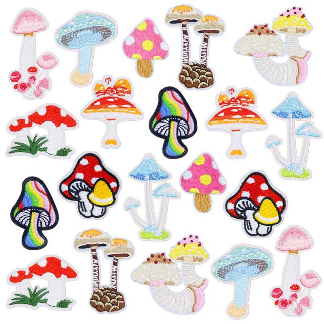10 parches termoadhesivos, parches de animales de cactus y hongos, parches adhesivos, parches de decoración bordados para ropa, sombrero, camiseta