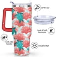 thumbnail image 3 of 40oz Cute Ocean Life Turtle Stainless Steel Flip Straw Tumbler Spill Proof Travel Cup Double Wall Vacuum Insulated Coffee Mug with Top Handle, 3 of 6