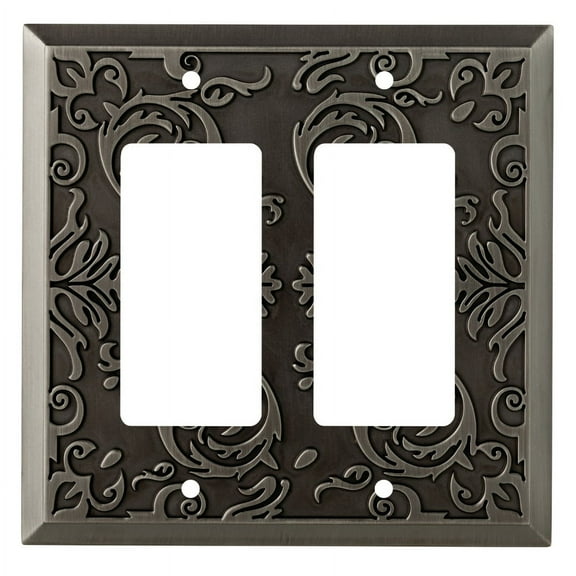 W27113-904 Fairhope Heirloom Silver Double GFCI Outlet Cover Plate