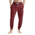 thumbnail image 2 of Pajama Pants Men Plaid Pajama Pants Drawstring Elastic Waist Cotton Plaid Sleep Soft Lounge Pants PJ Bottoms Joggers with Pockets, 2 of 5
