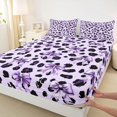 thumbnail image 4 of Manfei Purple Bow Bed Sheets,Cheetah Animal Print Full Size Sheets,4pcs,1 Flat Sheet,1 Fitted Sheet and 2 Pillowcases, 4 of 6