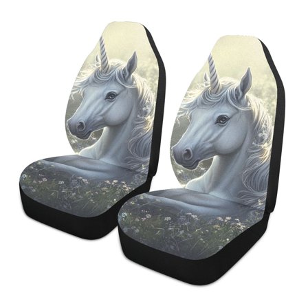ALAZA Unicorn in Forest Car Seat Covers 2 PCs Universal Auto Front Seats Interior Protector