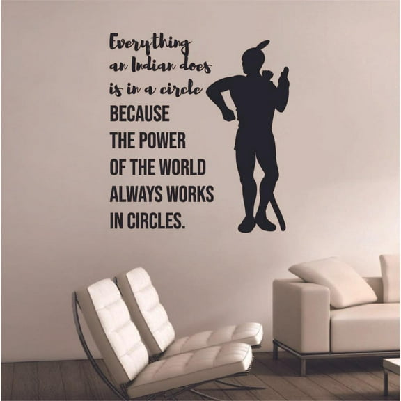 Works in Circles Indian Indians Native American Quote Tribe Quotes Wall Sticker Art Decal for Girls Boys Room Bedroom Garage House Fun Home Decor Stickers Wall Art Vinyl Decoration Size (30x30 inch)