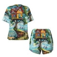 thumbnail image 5 of Picia Whimsical Treehouse Painting Pajamas Sets for Women Soft Short-Sleeved Pjs with Lounge Shorts Two Piece Sleepwear-X-Large, 5 of 9