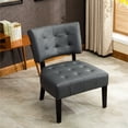 thumbnail image 2 of Oversized Gray Blended Leather Chair - Stylish Furniture Accent With Seating Design, 2 of 6
