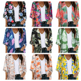 thumbnail image 7 of LEZMORE Women's Kimono Cardigans Floral Print Puff Sleeve Boho Chiffon Casual Loose Cover Up Casual Blouse Tops S-XXXL, 7 of 7