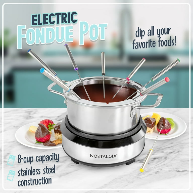 NOSTALGIA ステンレススチール 電気フォンデュポット 48オンス Nostalgia, Fondue Pot, 8-Cup Electric, Versatile Party Set