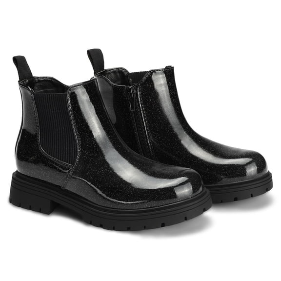 Bocca Girls Glitter Chelsea Boots Black Ankle Booties With Zipper 1M