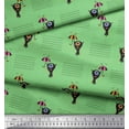 thumbnail image 2 of Soimoi Green Cotton Voile Fabric Waves,Umbrella & Monster Cartoon Print Fabric by the Yard 42 Inch Wide, 2 of 3
