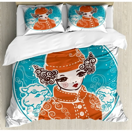 Girls Duvet Cover Set King Size Little Girl With Hairstyle