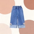 thumbnail image 5 of HAOTAGS Girls Jeans Size 8,Wide Leg High Waisted Straight Leg Casual Denim Pants Blue 7-8 T, 5 of 5