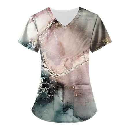 

Clearance Sale! Scrub Uniforms for Women MIARHB Women s Short Sleeve Loose Tops Plus Size Casual V Neck Short Sleeves T-Shirts Women Tops Rose Gold XXXXL