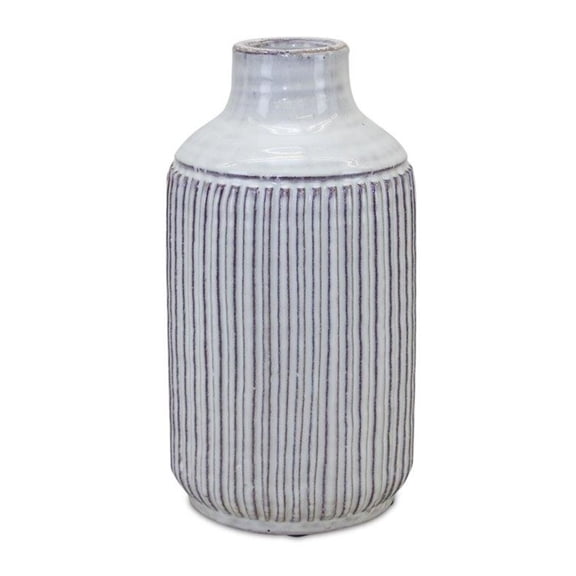 Melrose Ribbed Planter Vase - 10" - White