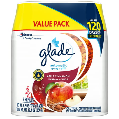 Glade Automatic Spray Refill Apple Cinnamon, Fits in Holder For Up to 120 Days of Freshness, 6.2 oz, Pack of