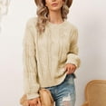 thumbnail image 6 of Fesfesfes Fall And Winter Sweater Women's Casual Round Neck Pullover Blouse Long Sleeve Solid Tops Sweater, 6 of 6