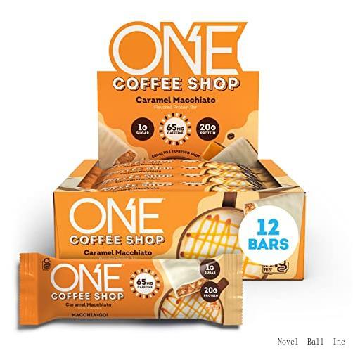 ONE Coffee Shop Protein Bars Caffeine, Caramel Macchiato, Gluten Free