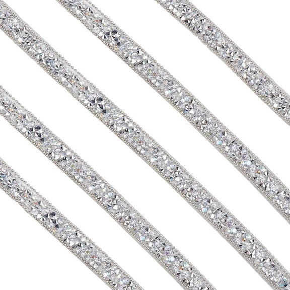 5 Yards 0.39in AB Rhinestone Strips Resin Rhinestone Ribbons Bling Self Adhesive Diamond Tape Ribbon Sticker Glitter Roll for Decorating DIY Arts Crafts Fabric Shoes Clothes diy
