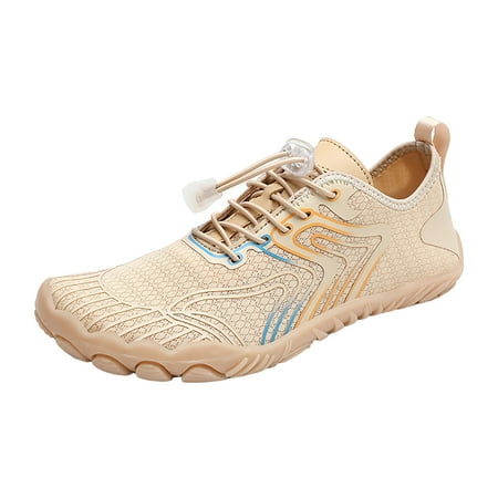 Linfrsh Hike Footwear Barefoot Shoes for Women Men Waterproof Trail Running Healthy & Non-Slip Barefoot Shoes Z1-Beige 7