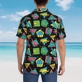 thumbnail image 6 of Balery Geometric Dinosaur Print Men's Hawaiian Shirts Short Sleeve Beach Shirt Relaxed Fit Vacation Button Down Shirts-XX-Large, 6 of 9