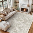 thumbnail image 2 of Gianna 9x12 FT Large Polyester Area Rug for Living Room, Machine Washable Low-Pile Rug with Non-Slip Backing, Durable Edge Binding for Bedroom, Dining Room, Christmas Rug, Vintage Style, Beige, 2 of 7