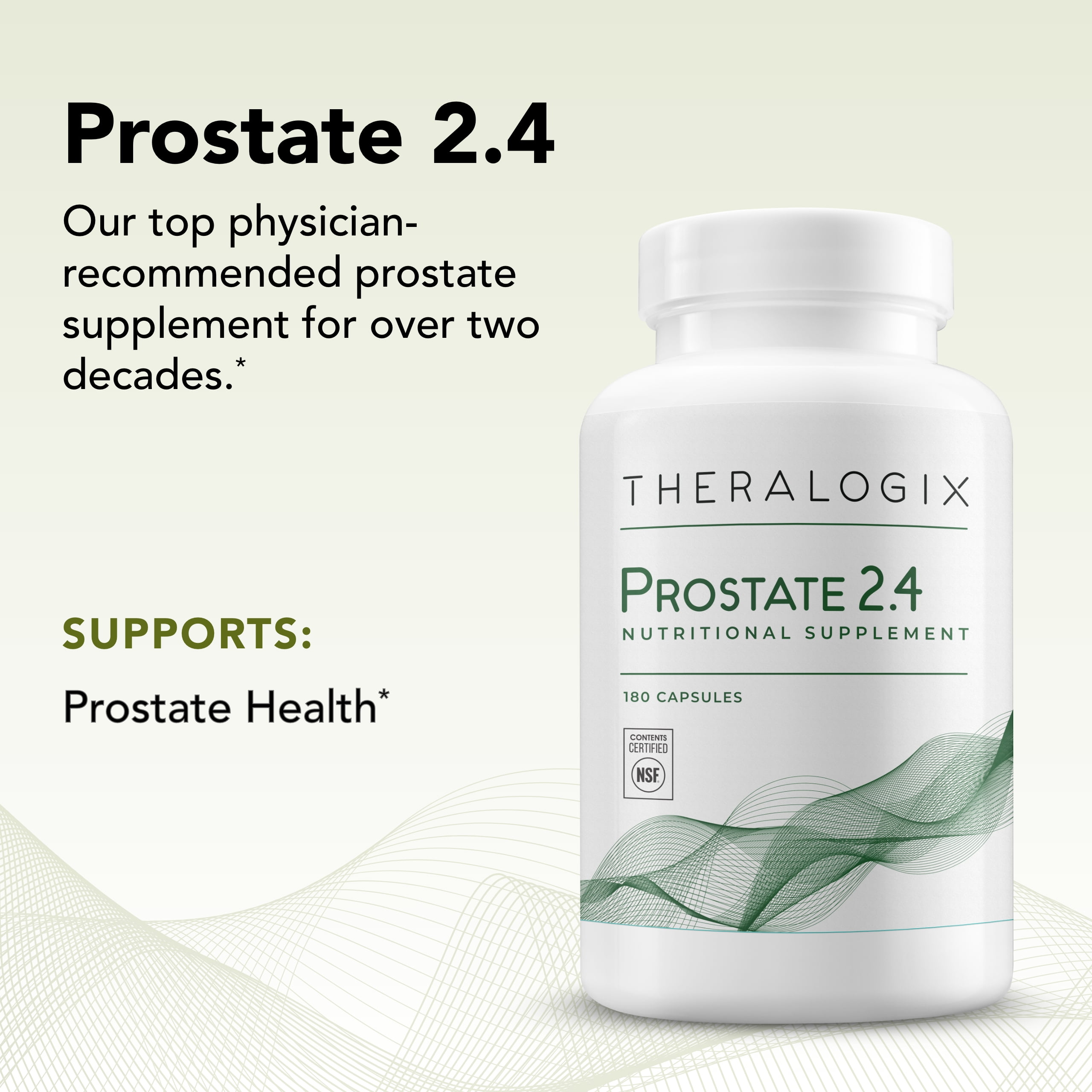 Theralogix Prostate 2.4 Nutritional Supplement - 90-Day Supply - Prostate Health for Men - Supports Healthy Prostate Tissue - Lycopene, Vitamin D3, Selenium & Vitamin E - NSF Certified - 180 Capsules