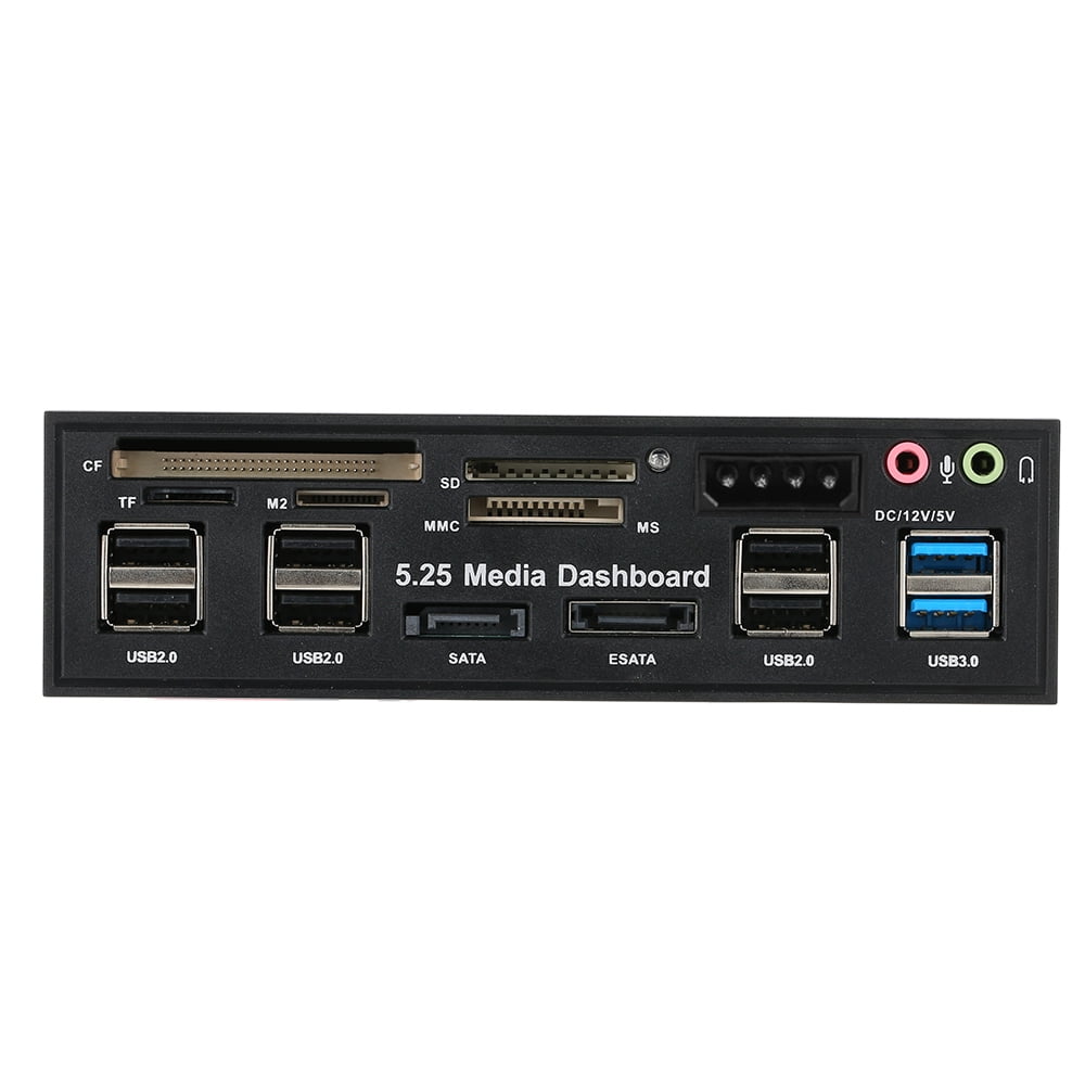 Festnight Multi-Function USB 3.0 Hub eSATA SATA Port Internal Card Reader PC Dashboard Media Front Panel Audio for SD MS CF TF M2 MMC Memory Cards Fits 5.25 Bay