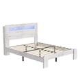 thumbnail image 6 of SESSLIFE Full Size Bed Frame with Storage, Wood Platform Bed Frame with Charging Station and LED Light, Vintage Full Bed Frame with Headboard and Wood Slats, No Box Spring Needed, White/Grey, 6 of 10
