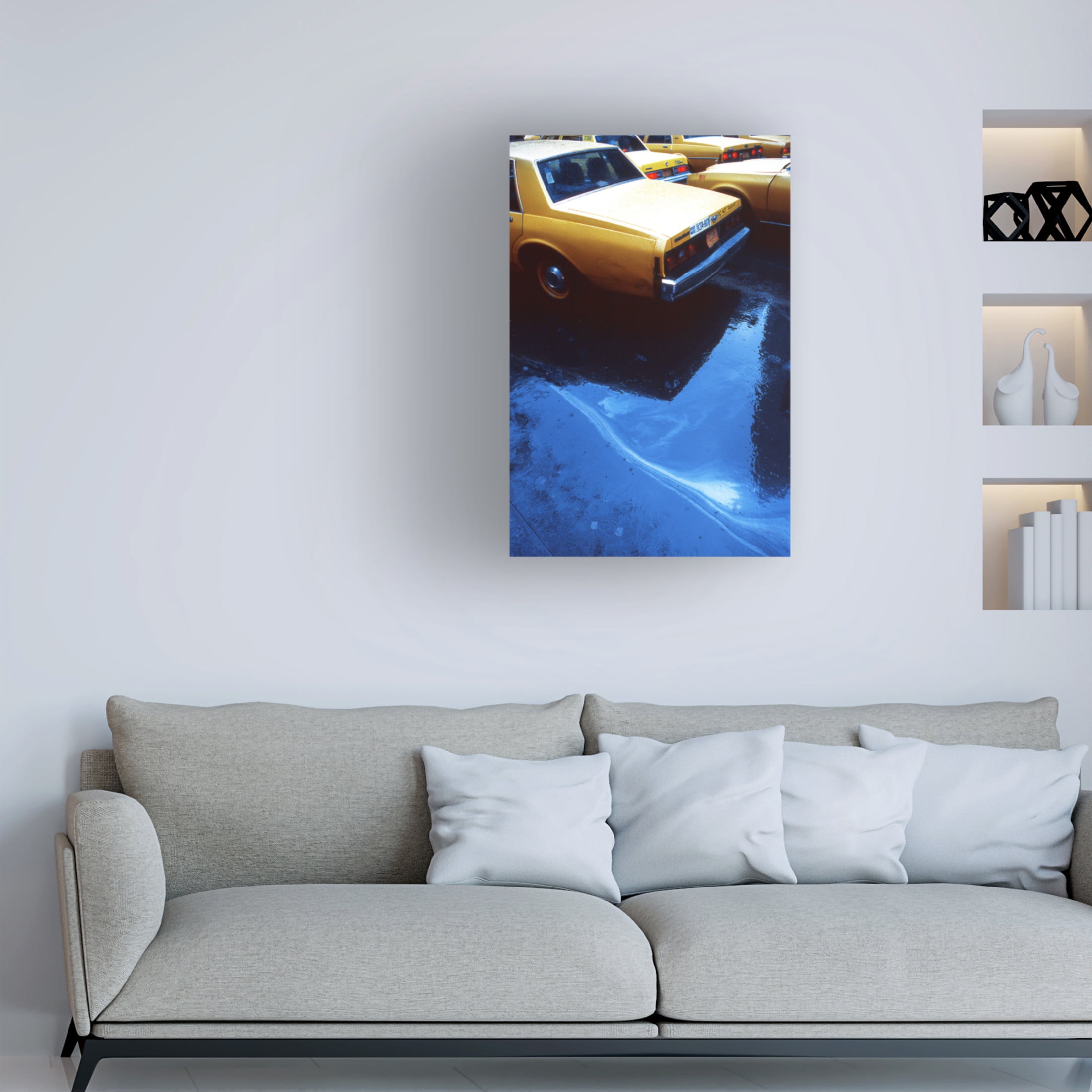 Canvas Wall Art - Dieter Matthes 'Yellow Cabs From The Series Qnew York Bluesq ' Wall Art for Living Room, Bedroom, or Office Décor by Trademark Fine Art - 30 x 47 Inches