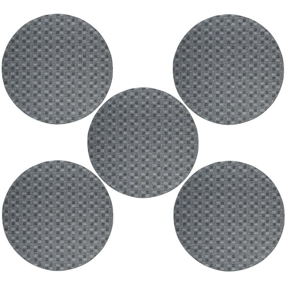 Furnish My Place Abstract Indoor/Outdoor Commercial Black Color Rug, Pet-Friendly, Baby Nursery Mat, Home Décor Rug for Living Room, Playroom, Made in USA, 2' Round - Set of 5