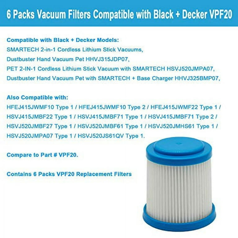 Replacement Pleated Filter For 2-In-1 Cordless Lithium Stick Vacuums |  BLACK+DECKER